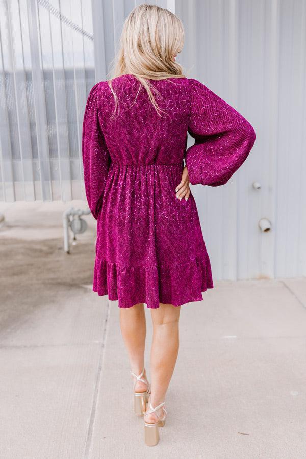 Sleek Sophistication Mini Dress In Dark Fuchsia Product Image