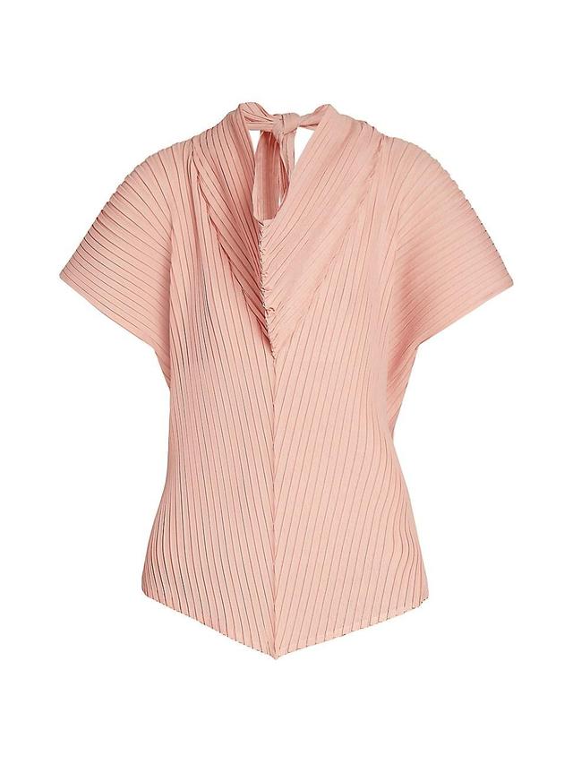 Womens Paper Like Pleats Short-Sleeve Top Product Image