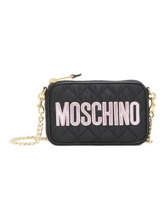 Moschino Logo Quilted Nylon Crossbody Bag in Fantasy Print Black at Nordstrom Product Image