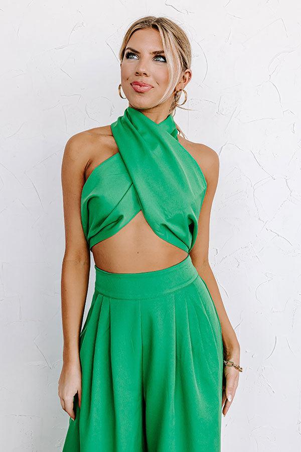 Nearly Famous Wrap Top In Green Product Image