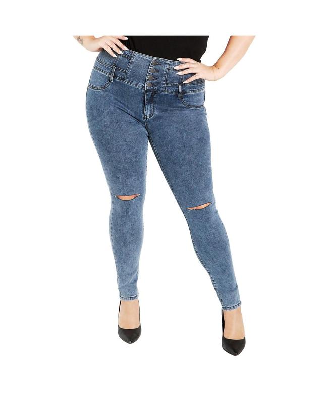 City Chic Womens Asha Slit Corset Skinny Jean Product Image