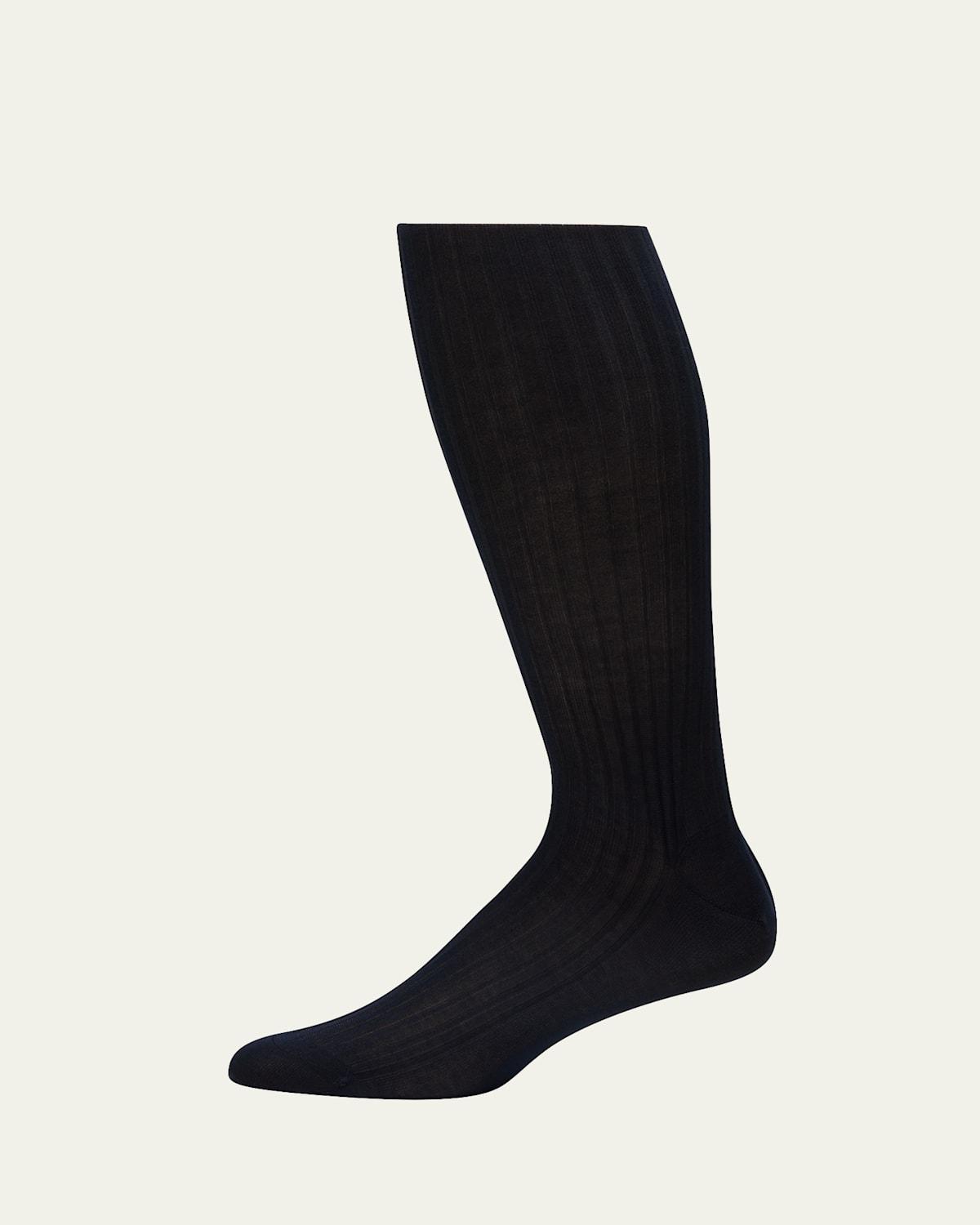 Mens Over-the-Calf Ribbed Lisle Socks Product Image