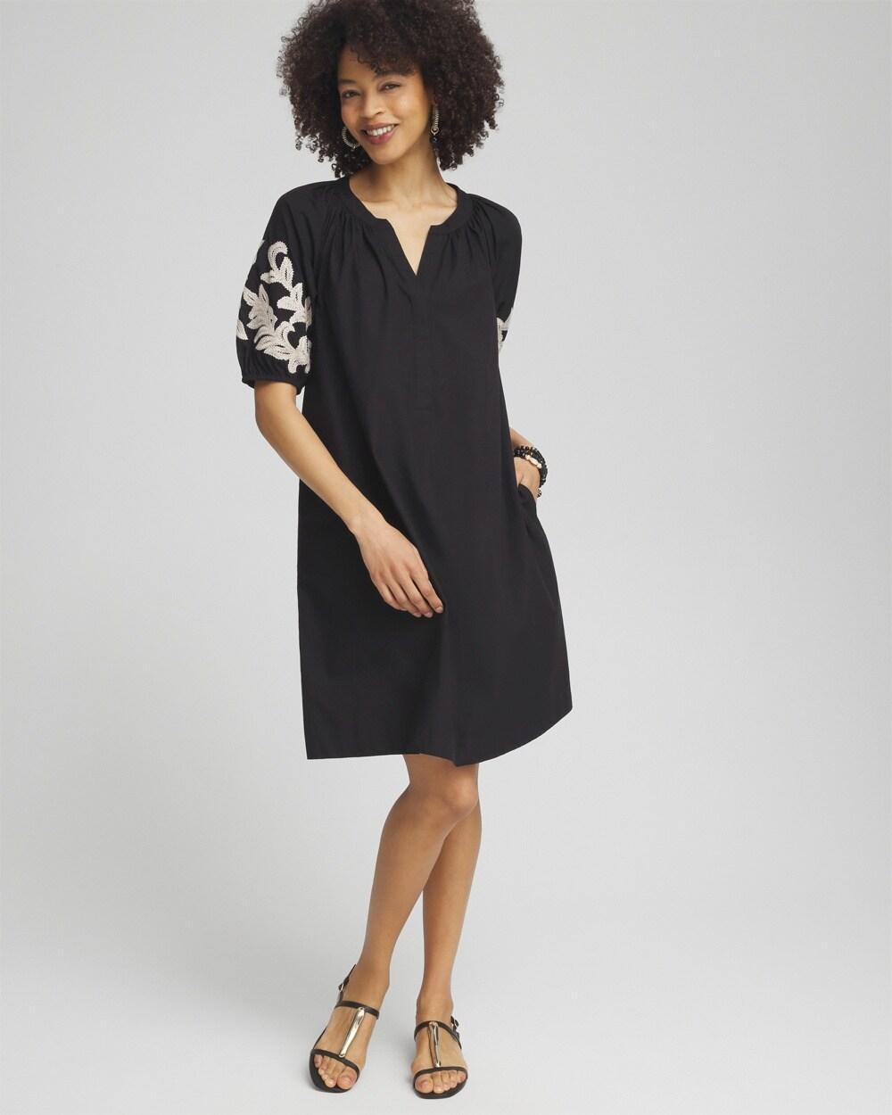 Women's Poplin Embroidered Midi Dress Product Image