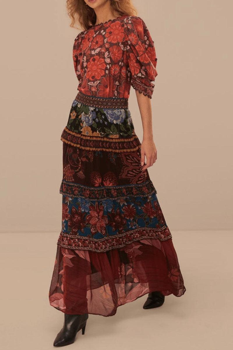 Floral Ruffle Maxi-Skirt Product Image