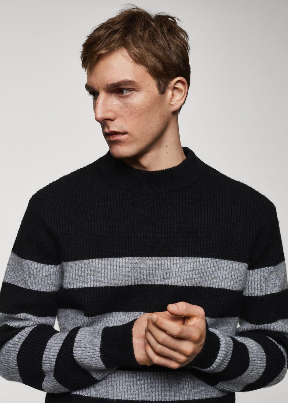 Mango Mens Striped Perkins Collar Sweater Product Image