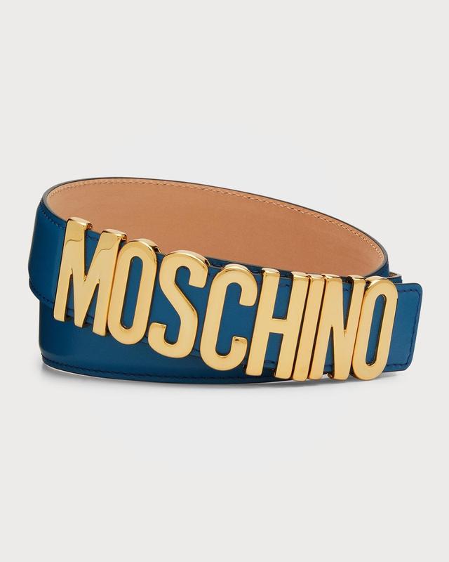 Mens Metal Logo Leather Belt Product Image