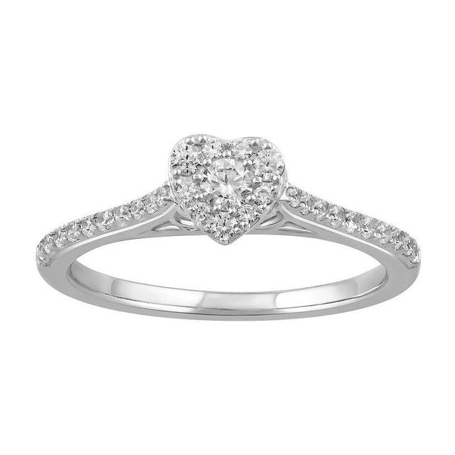 Simply Vera Vera Wang 14k White Gold 1/3 Carat T.W. Diamond Heart Engagement Ring, Womens Product Image