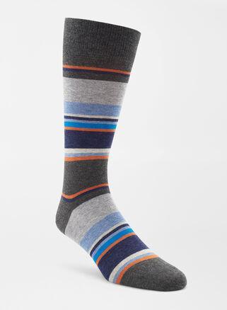 Peter Millar Mens Varied Bar Stripe Crew Sock | Color: Charcoal Heather | Size: OS Product Image