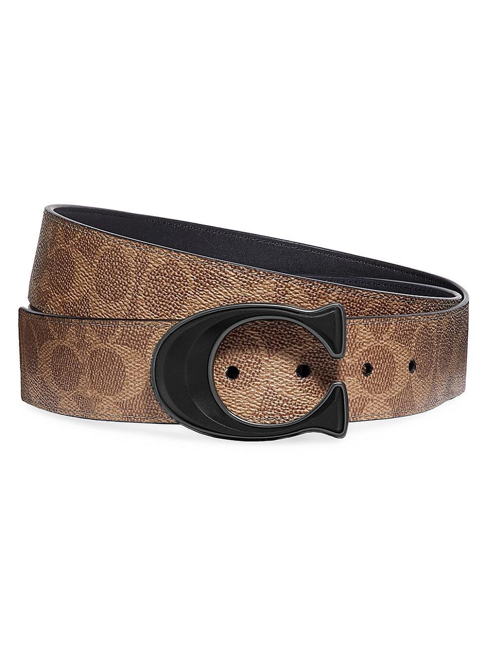 Mens Logo Buckle Leather Belt Product Image