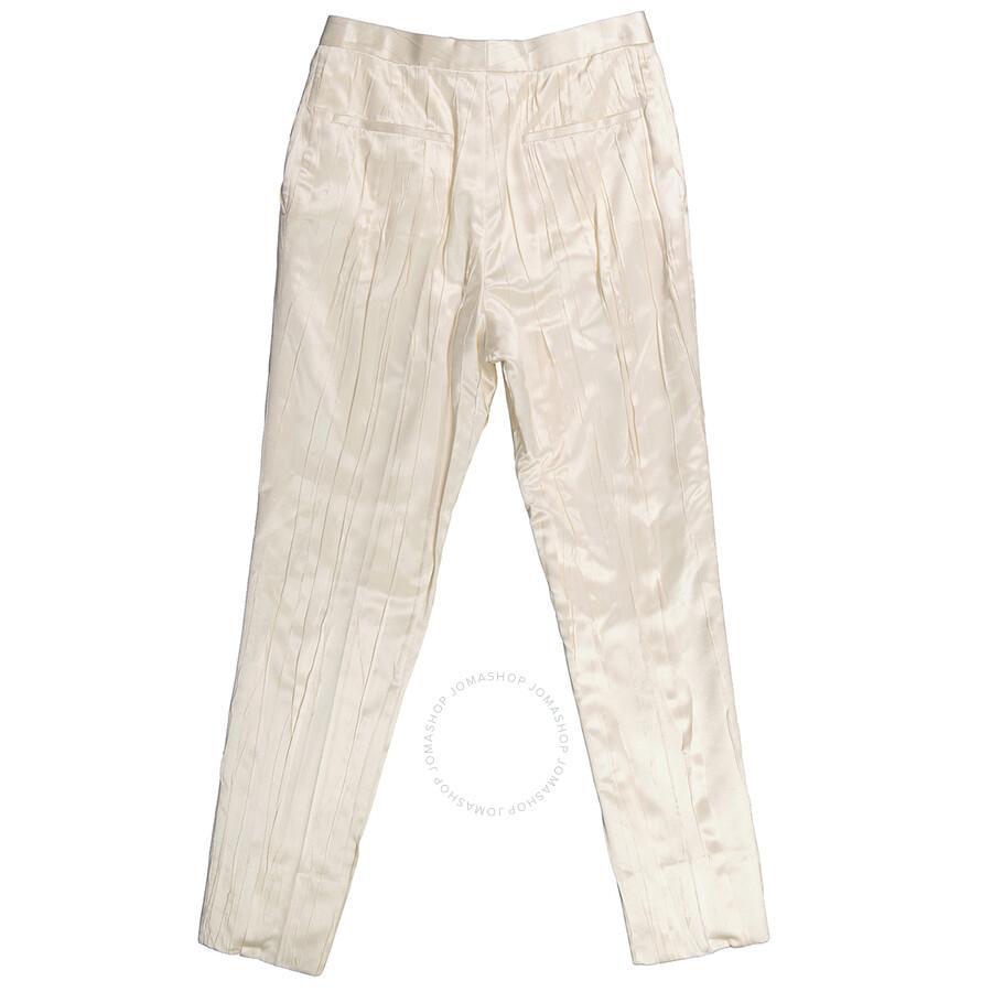 White Crinkle-effect Tailored Trousers Product Image