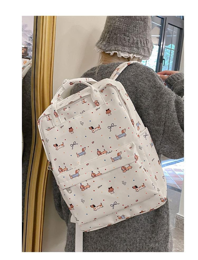 Cartoon Print Top Handle Nylon Backpack Product Image