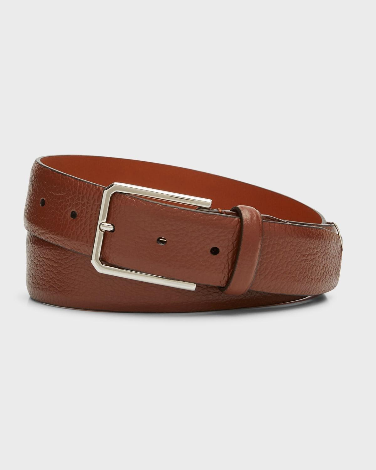 Mens Adjustable Grained Leather Belt Product Image