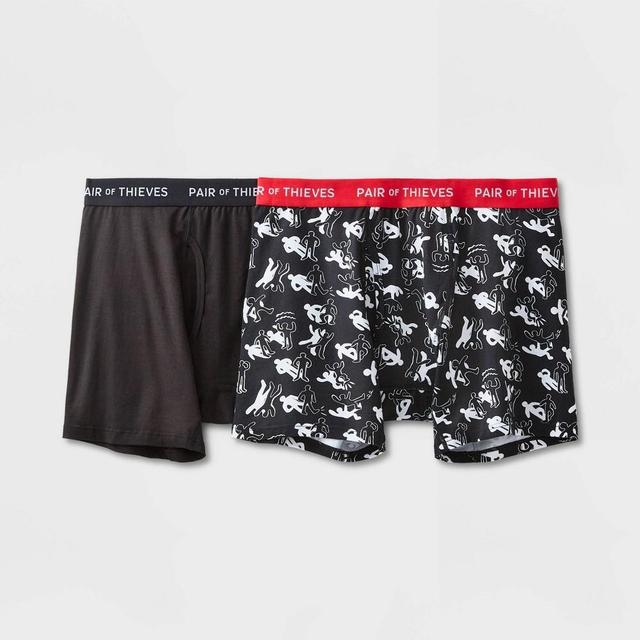 Pair of Thieves Mens 2pk Super Soft Boxer Briefs S: Skull Pattern, Mid Rise, Cotton Blend, Opaque Product Image