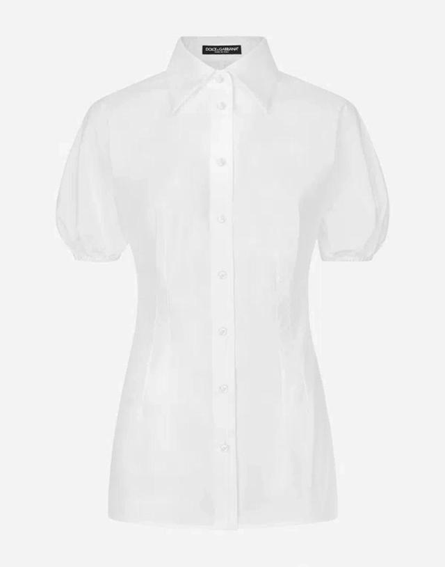 Short Puff-sleeves Shirt In White Product Image