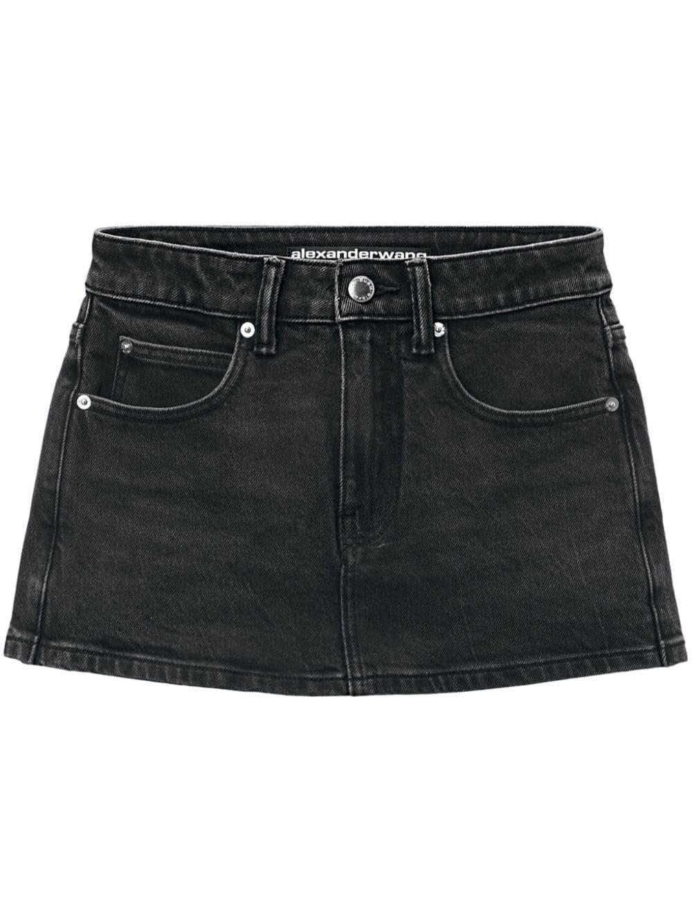 mid-rise denim skort product image