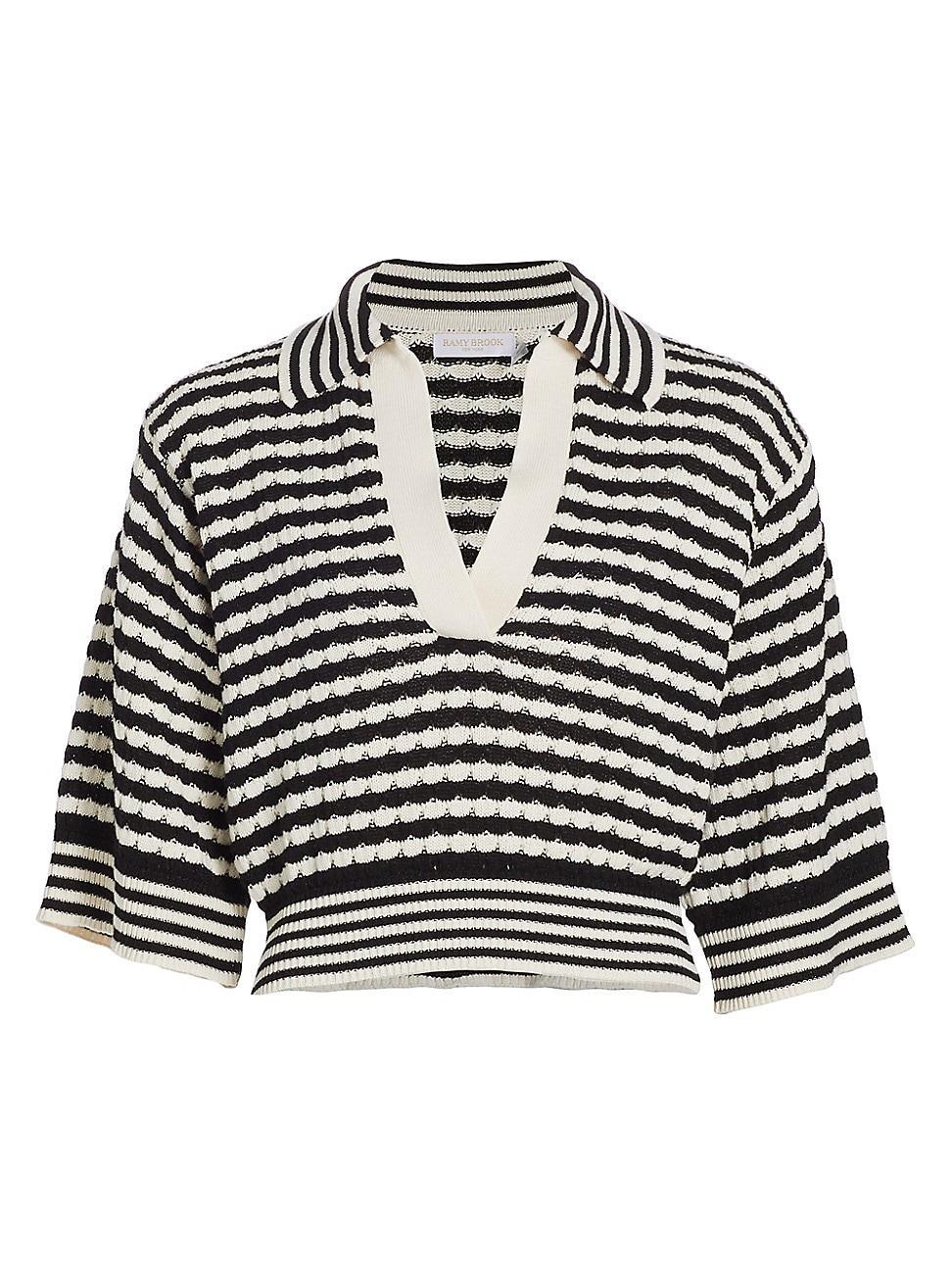 Womens Azaria Cotton-Blend Striped Knit Top Product Image