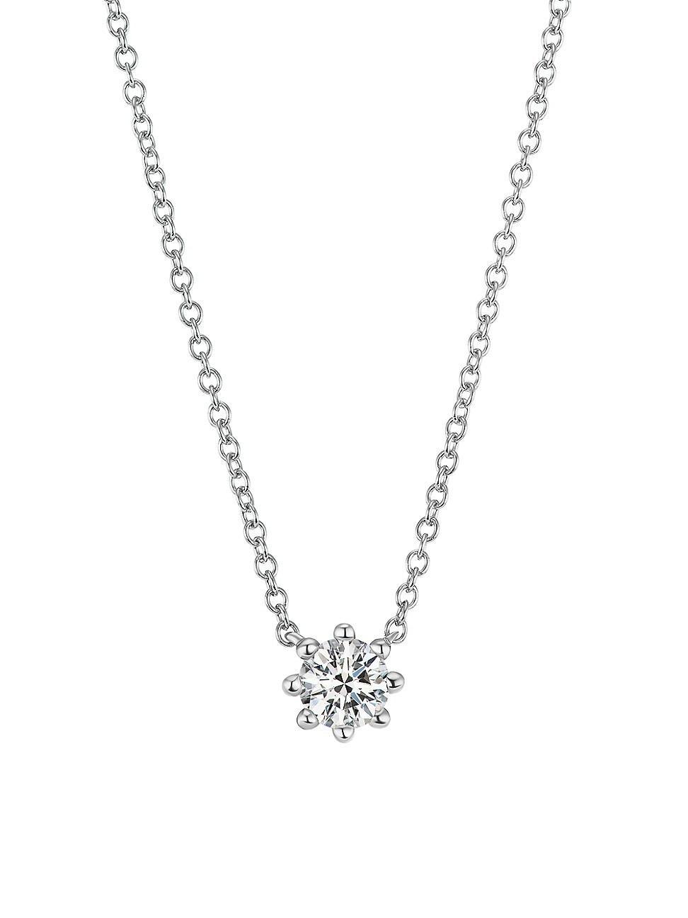 Womens Beaded 18K White Gold & Latitude Lab-Grown Diamond Small Pendant Necklace Product Image