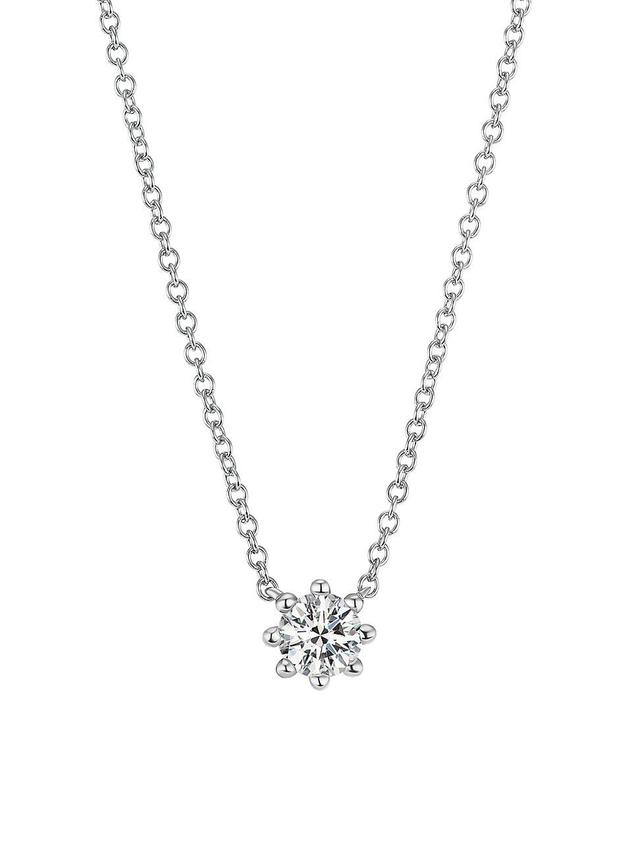 Womens Beaded 18K White Gold & Latitude Lab-Grown Diamond Small Pendant Necklace Product Image