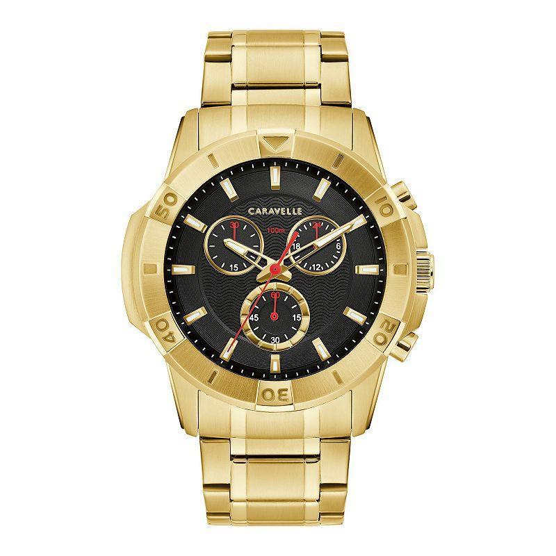 Men's Caravelle by Bulova Aqualuxx Gold-Tone Chronograph Watch with Black Dial (Model: 44B127) Product Image