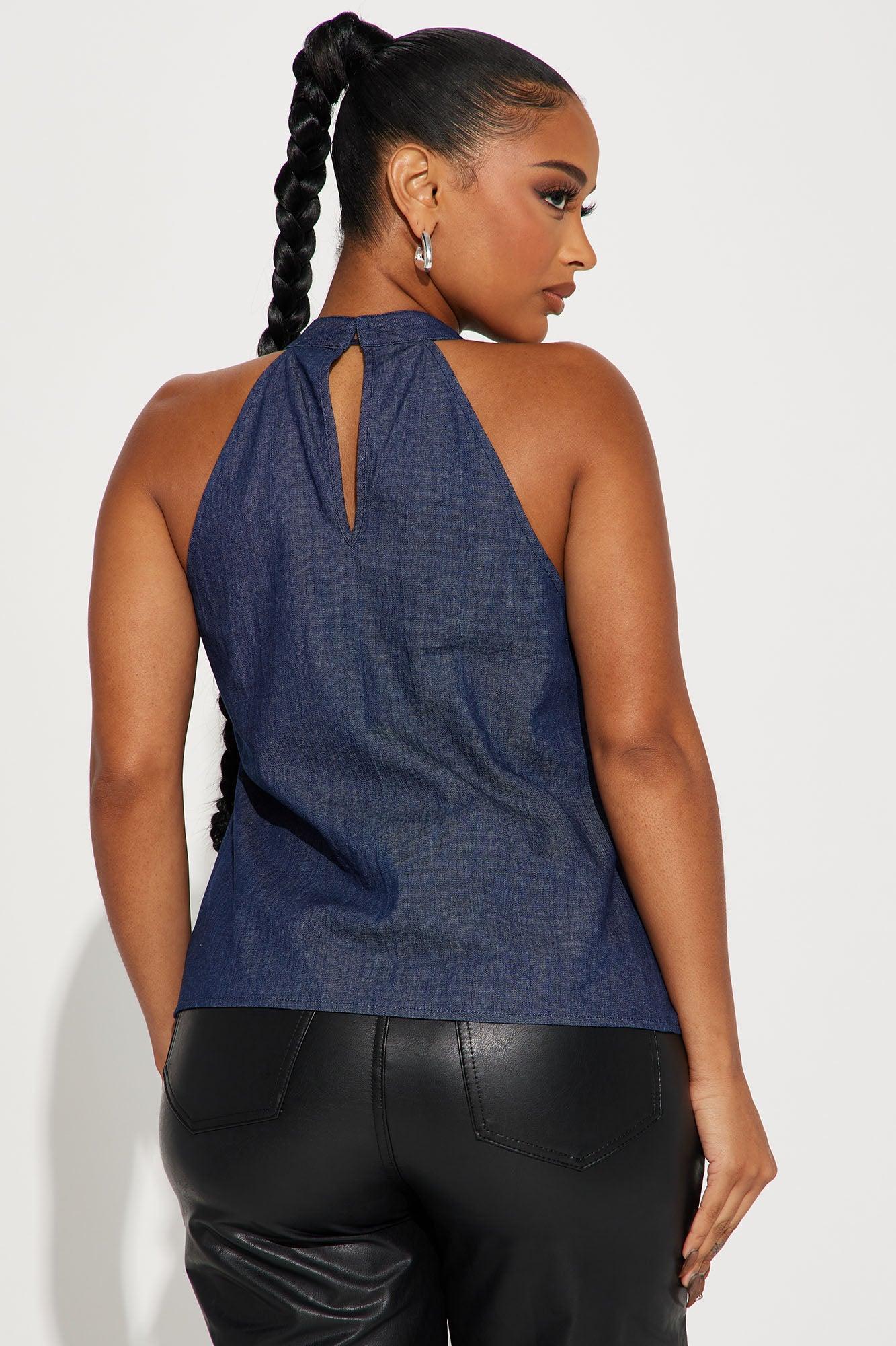 Free Fall Denim Top - Dark Wash Product Image