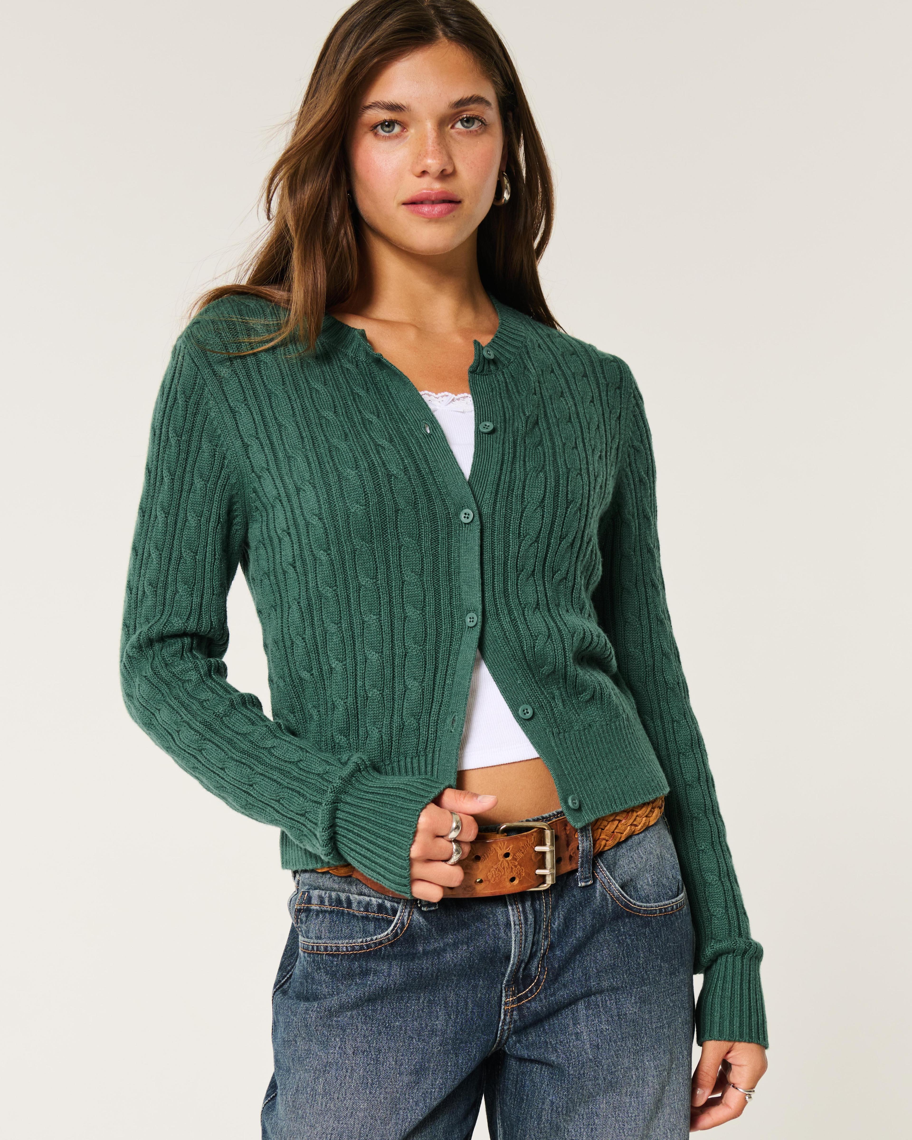 Easy Cable-Knit Crew Cardigan product image