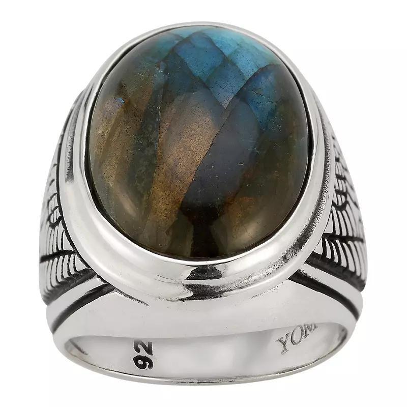 Menster Mens Sterling Silver Labradorite Signet Ring Product Image