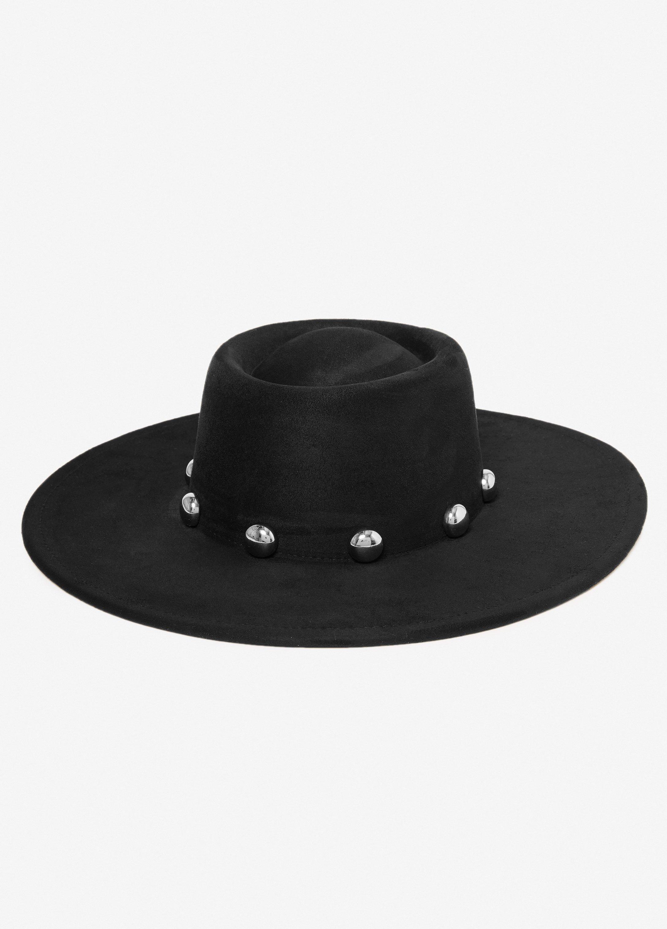 Studded Faux Suede Fedora Hat Product Image