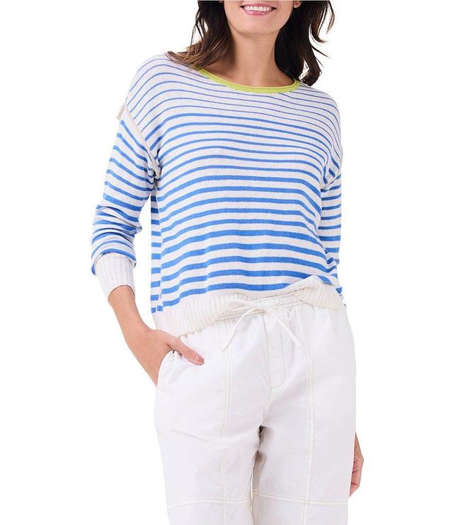 NIC + ZOE Soft Knit Ombre Stripe Up Boat Neck Long Sleeve Sweater Product Image