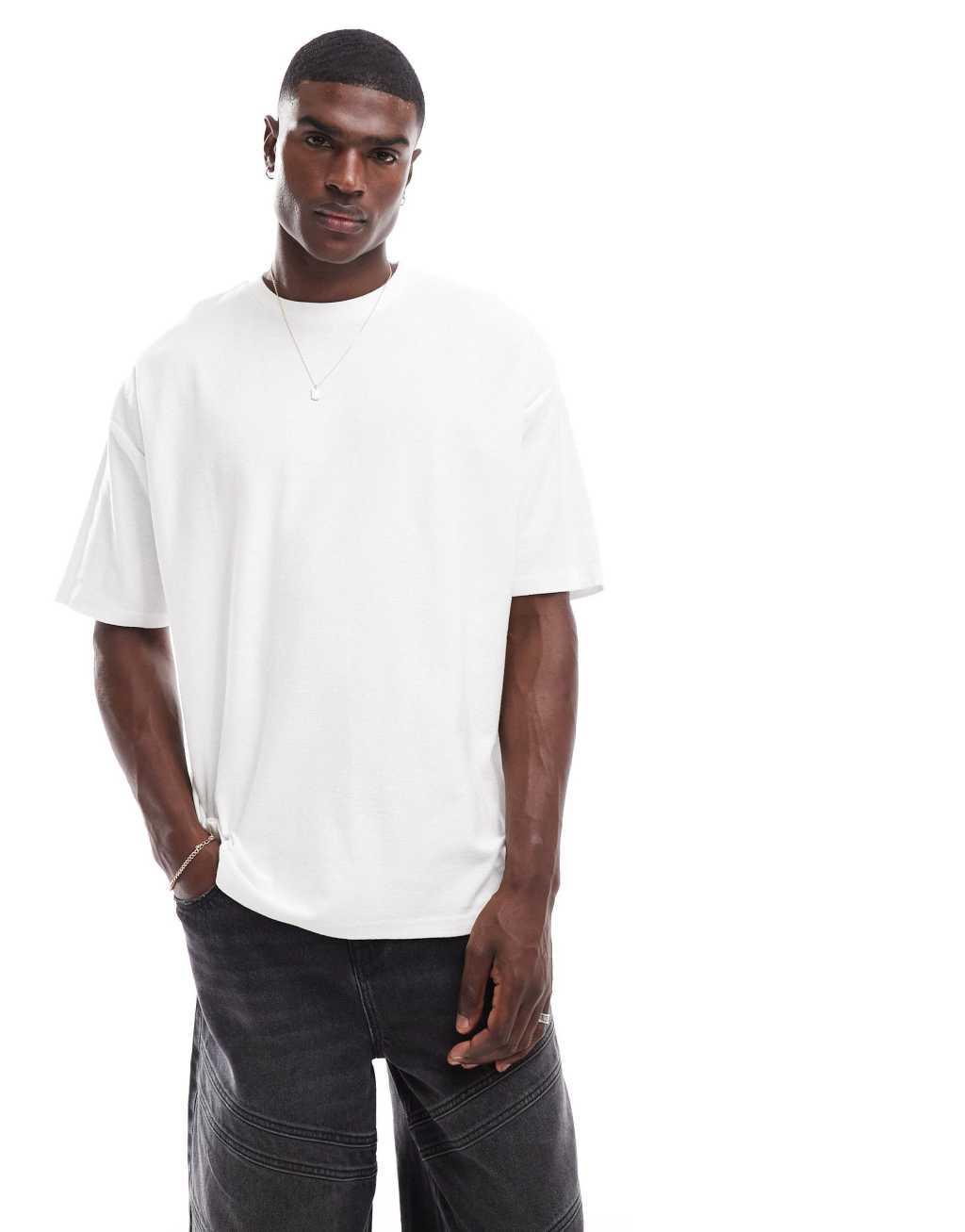 ASOS DESIGN oversized t-shirt in heavyweight 220gsm white with back print Product Image