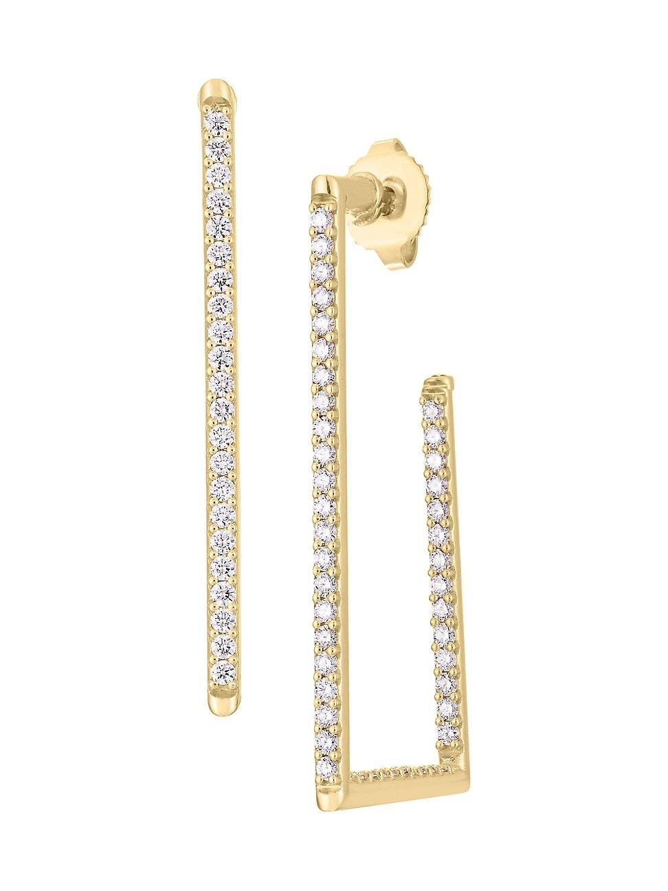 Roberto Coin 18K Yellow Gold Tiny Treasures Diamond Pave Geometric Hoop Earrings Product Image