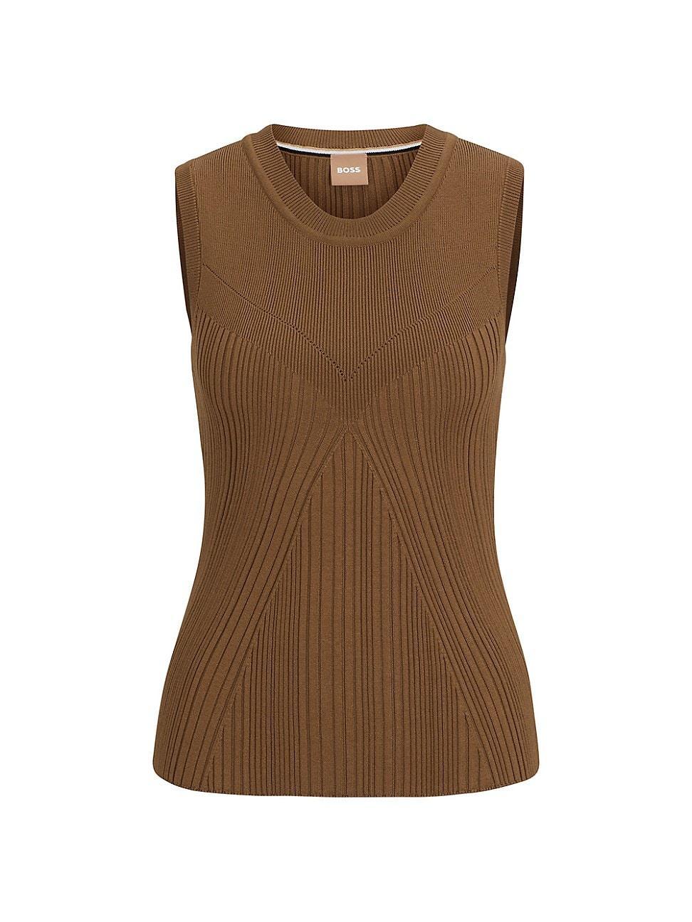 Womens Sleeveless Knitted Top with Ribbed Structure Product Image