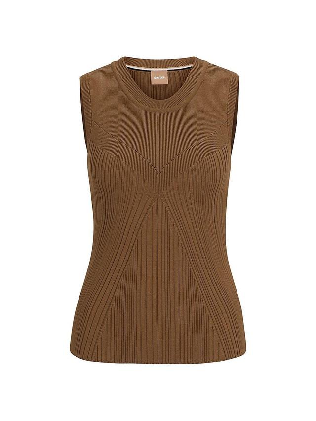 Womens Sleeveless Knitted Top with Ribbed Structure Product Image