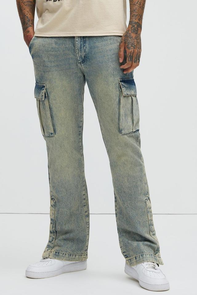 Kyan Cargo Flare Jeans - Vintage Blue Wash Product Image