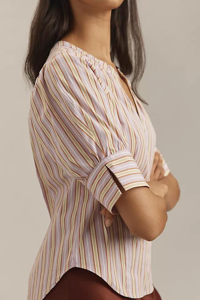 Maeve Puff-Sleeve V-Neck Blouse Product Image