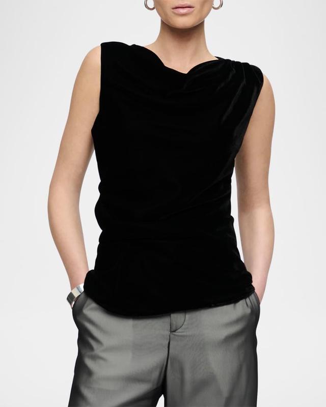 Ilena Sleeveless Cowl-Neck Velvet Blouse Product Image