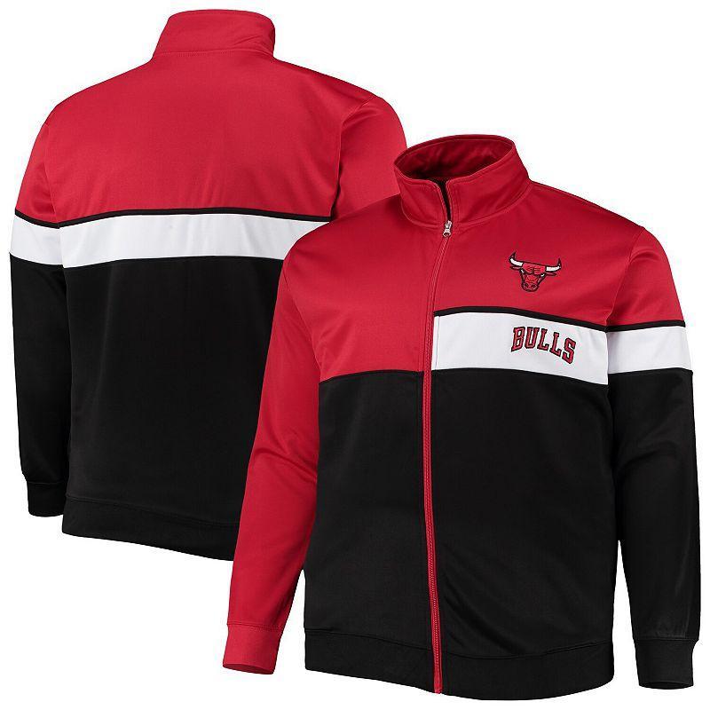 Mens /Black Chicago Bulls Big & Tall Pieced Body Full-Zip Track Jacket Product Image