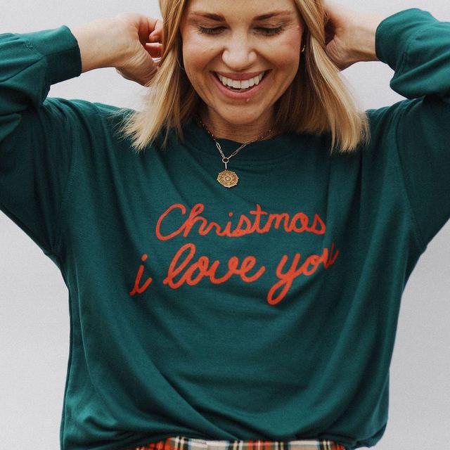 Christmas I Love You French Terry Pullover Sweater Product Image