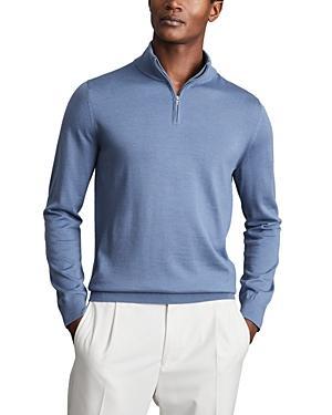 Reiss Blackhall Merino Wool Slim Fit Quarter Zip Mock Neck Sweater Product Image