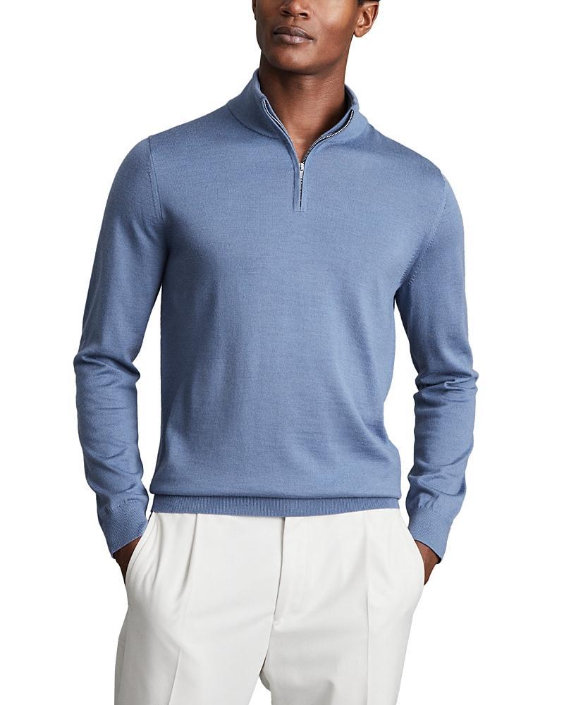 Reiss Blackhall Merino Wool Slim Fit Quarter Zip Mock Neck Sweater Product Image