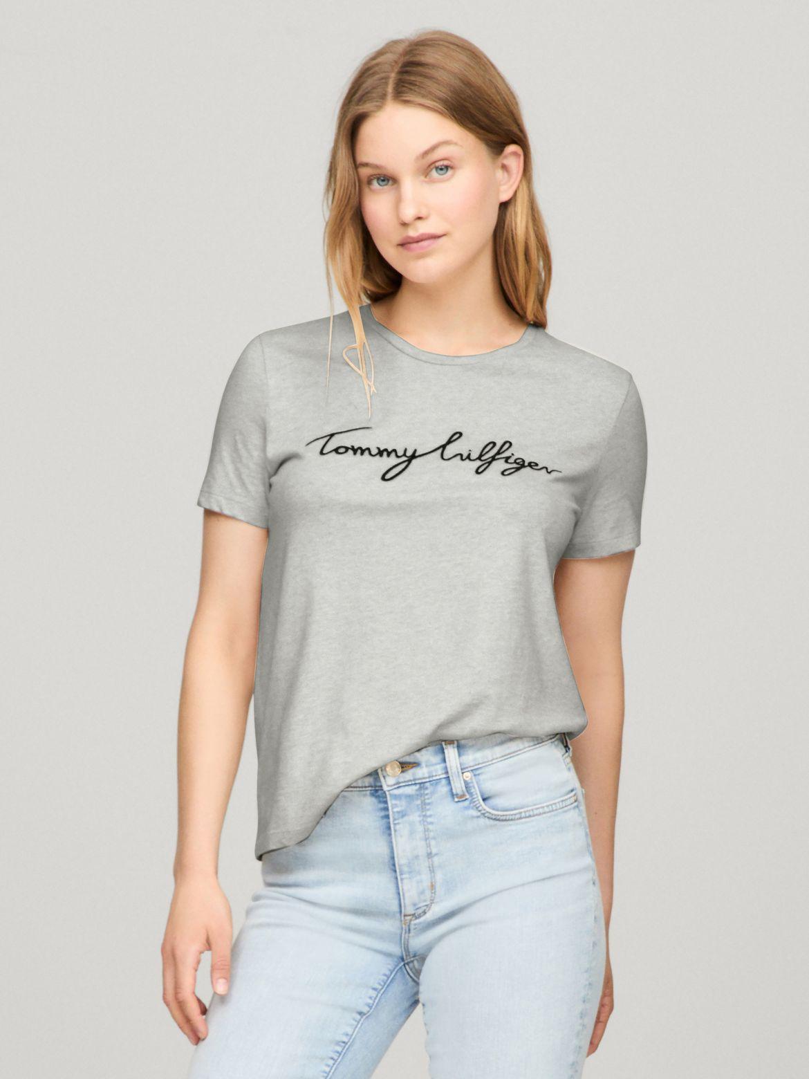 Tommy Hilfiger Women's Embroidered Signature Crewneck T-Shirt Product Image