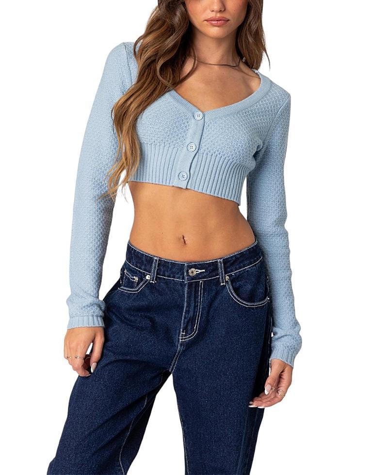 Edikted V Neck Cropped Cardigan Product Image