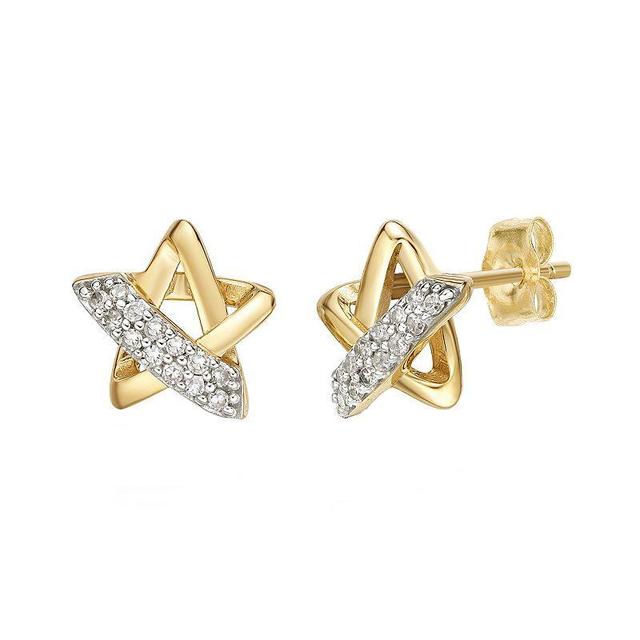 Gemminded 10k Gold 1/10 Carat T.W. Diamond Star Flower Stud Earrings, Womens, White Product Image