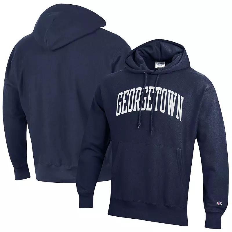 Mens Champion Navy Georgetown Hoyas Team Arch Reverse Weave Pullover Hoodie Product Image