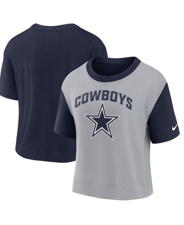 Womens Nike /Silver Dallas Cowboys High Hip Fashion T-Shirt Blue Product Image