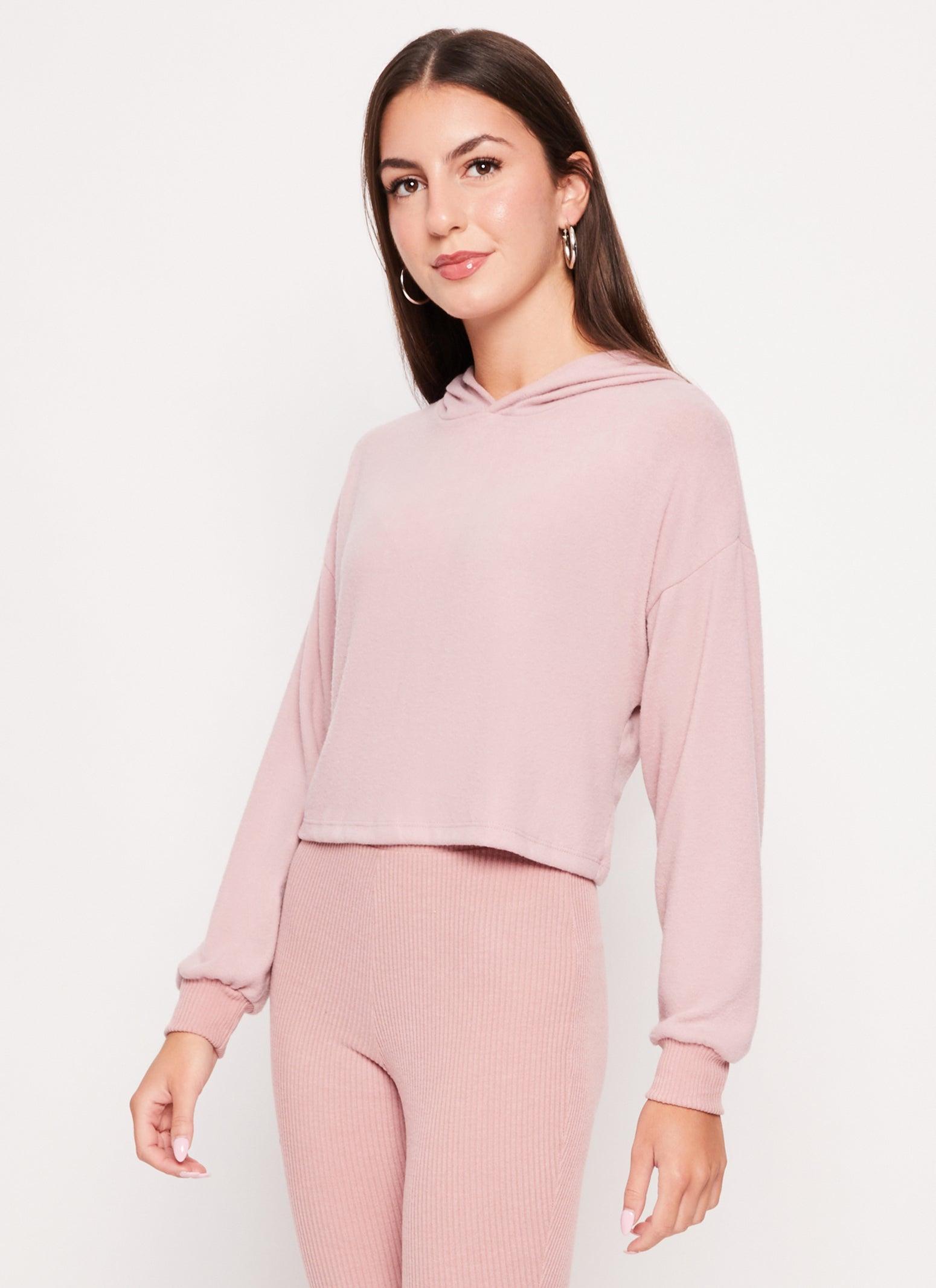 Womens Brushed Knit Cropped Sweatshirt Product Image