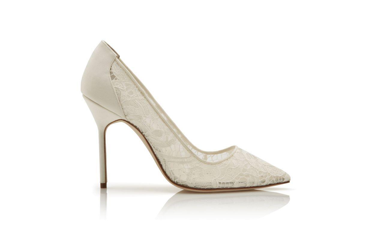 BBLA BRIDE White Lace Pointed Toe Pumps Product Image