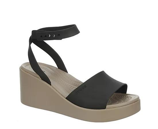 Crocs Brooklyn Ankle Strap Wedge (Black/Mushroom) Women's Shoes Product Image