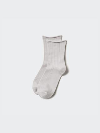 Womens Heattech Crew Top Roll Socks Light Gray US W 7.5-10 UNIQLO US Product Image