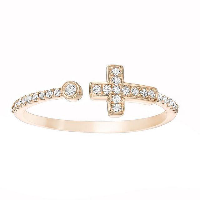 Gemminded Sterling Silver 1/8 Carat T.W. Diamond Sideways Cross Ring, Womens Yellow Product Image