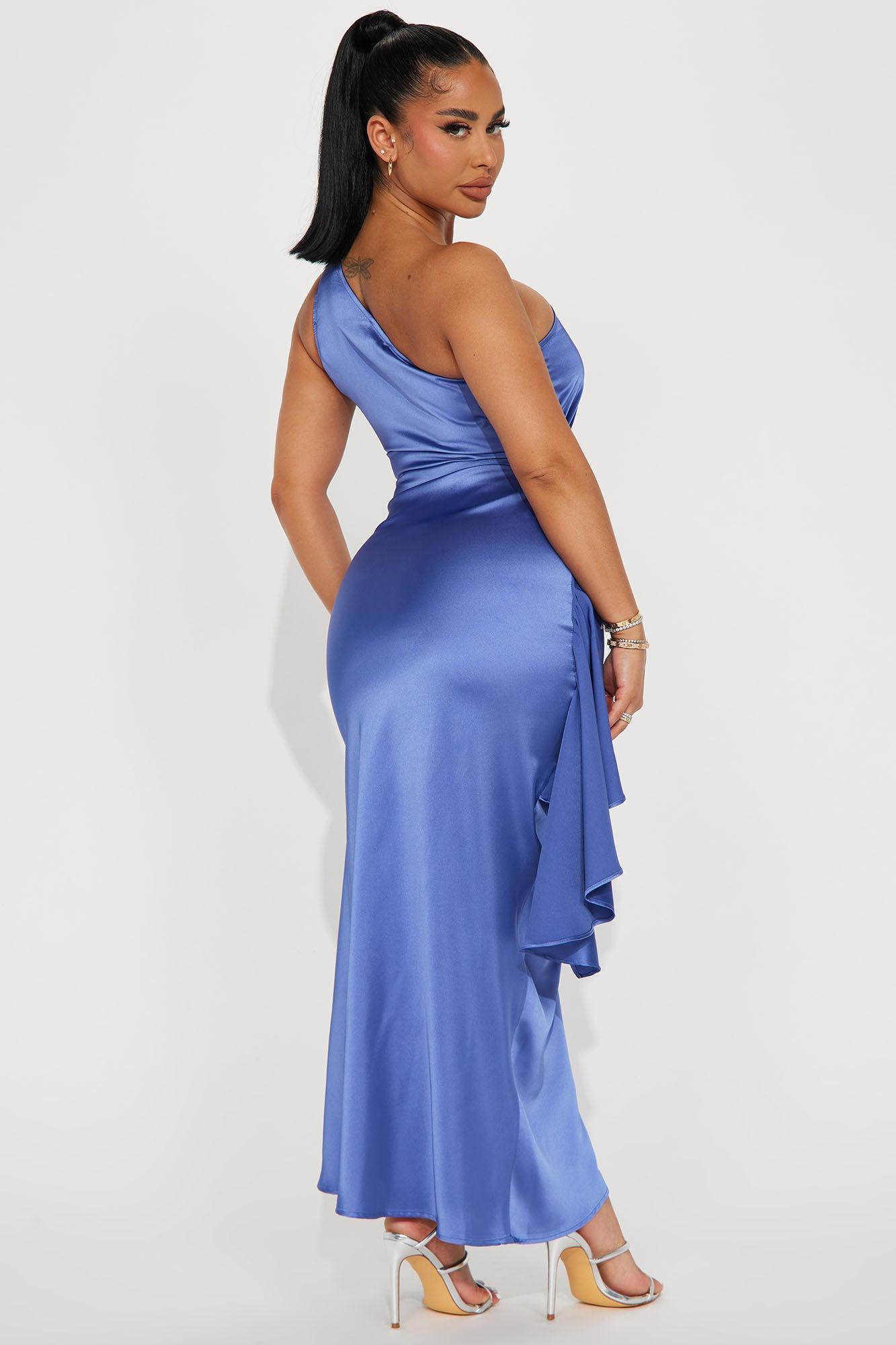 Dalia Satin Gown - Blue Product Image